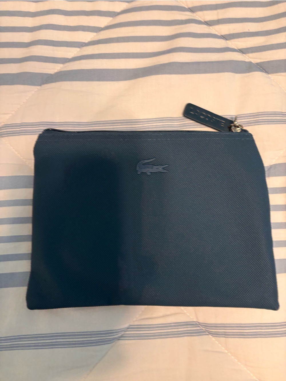 Lacoste Blue Textured Zip Toiletry Pouch